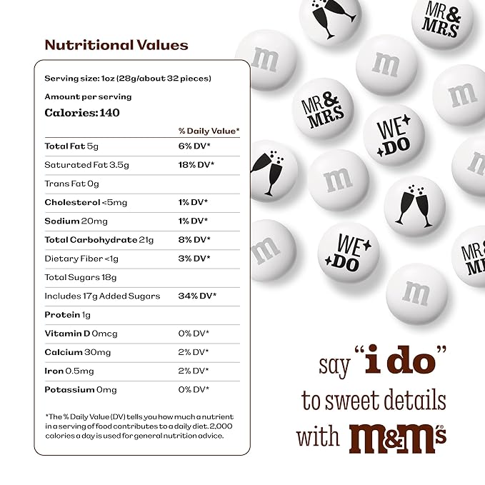 M&ampM’S WORLD “Mr. and Mrs.” Milk Chocolate Candy 5 lbs Bulk Candy for Wedding Decorations Unique Favors or Cake Topper