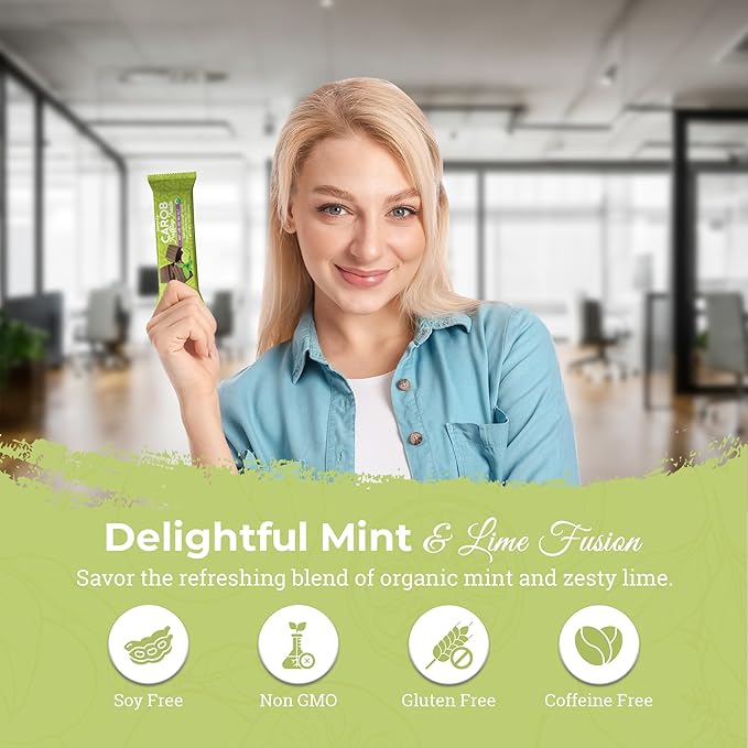 Missy J's Organic Carob Mint Truffley Treats 1.38 Oz 12 Pack Made w/Coconut Sugar Vegan Gluten and Caffeine Free Healthy Substitute for Chocolate Perfect for Snacks and Treats