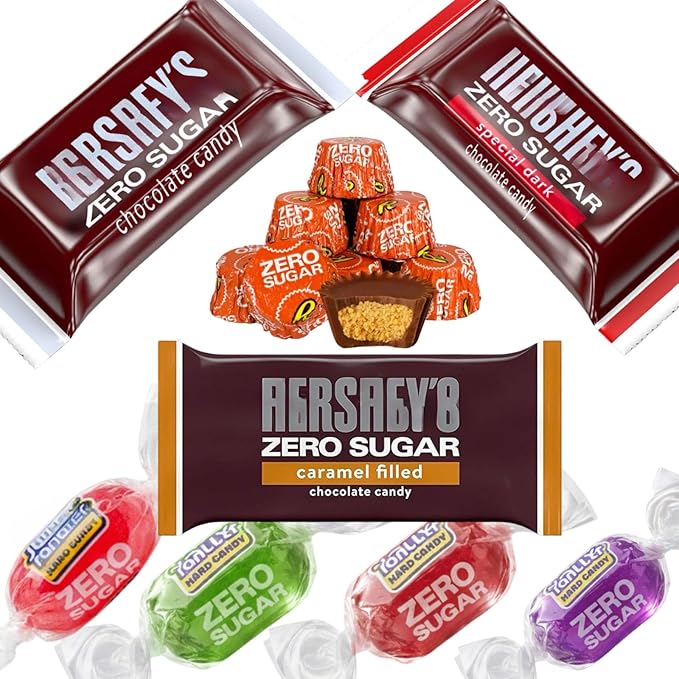 Zero Sugar Chocolate Candy Bag Zero Sugar Assorted Flavors for Special Occasions 1 Pound Includes SPECIAL Dark Chocolate Milk Chocolate Caramel Filled Candiesand almond (Assorted With Candy)