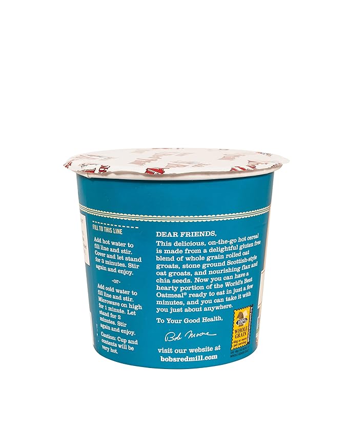 Bob's Red Mill GF Oatmeal Cup Classic 1.81 Ounce Cup (Pack of 12) - Non-GMO Vegan Whole Grain Kosher