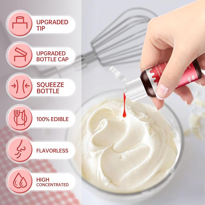 Gel Food Coloring Set - 16 Colors Concentrated Vibrant Edible Food Grade Dye for Baking Cake Cookie Decorating Fondant Icing Frosting Macaron DIY Crafts - 10.82 fl.oz (20ml/Bottle)