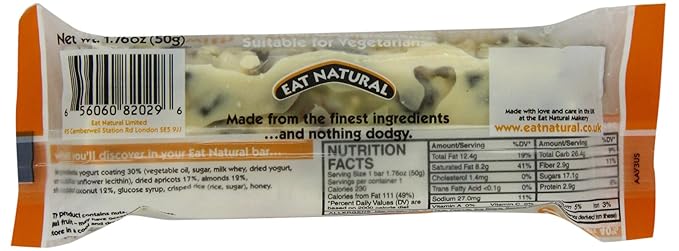 Eat Natural Almond &amp Apricot Bar with Yogurt Coating1.76 Ounce Bar 12-Count Box
