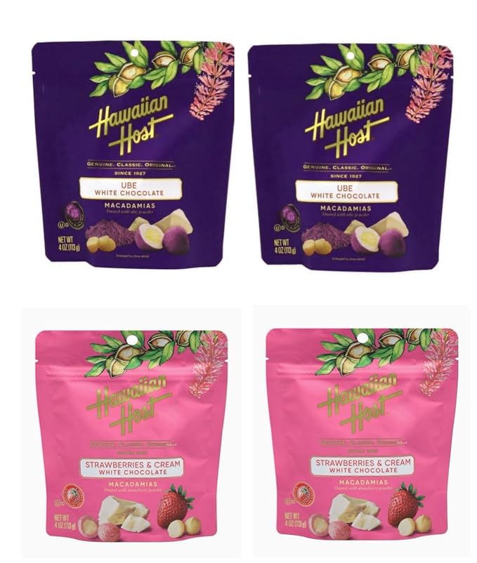 Generic H Host White Chocolate Ube Macadamias &amp Strawberries &amp Cream White Chocolate (Pack of 4)