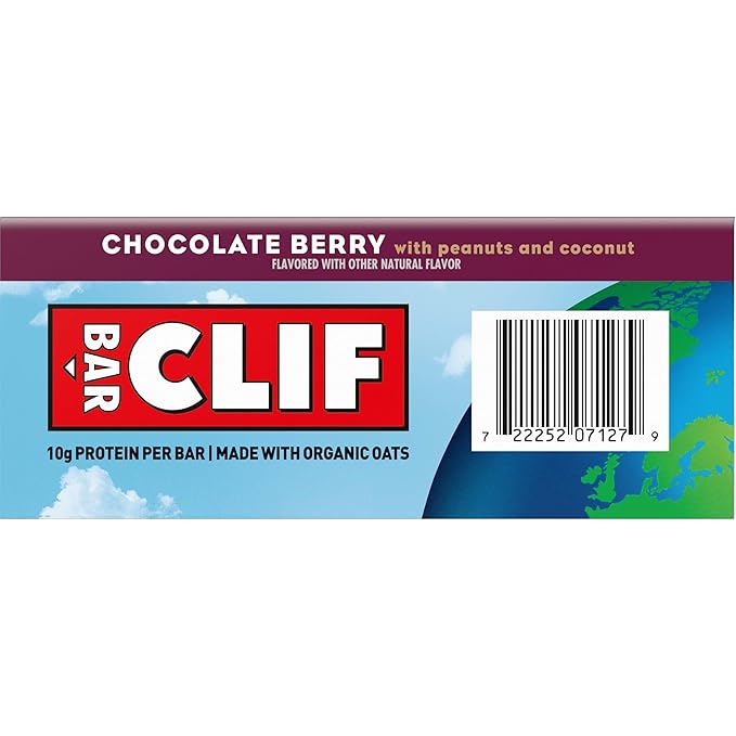 CLIF BAR – Energy Protein Bars – Limited Edition Run the World - Chocolate Berry - Made with Organic Oats - Energy Bars - Non-GMO (12 Pack)