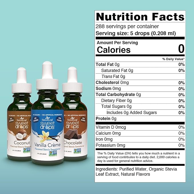 SweetLeaf Sweet Drops- Flavored Stevia Liquid Sweetener Organic Stevia Extract Zero Calorie Gluten Free Keto Friendly Non GMO Natural Flavor Sugar Alternative- Variety Pack 2 Fl Oz (Pack of 3)