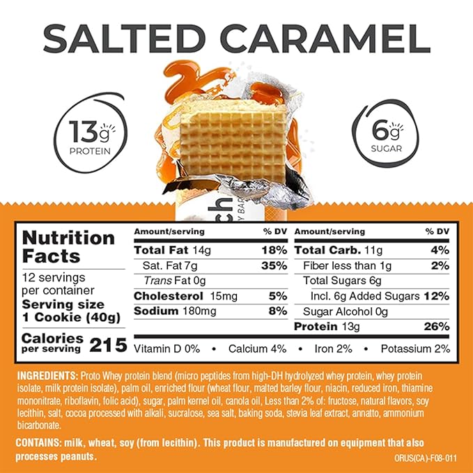 Power Crunch Protein Wafer Bars High Protein Snacks with Delicious Taste Salted Caramel 1.4 Ounce (12 Count)