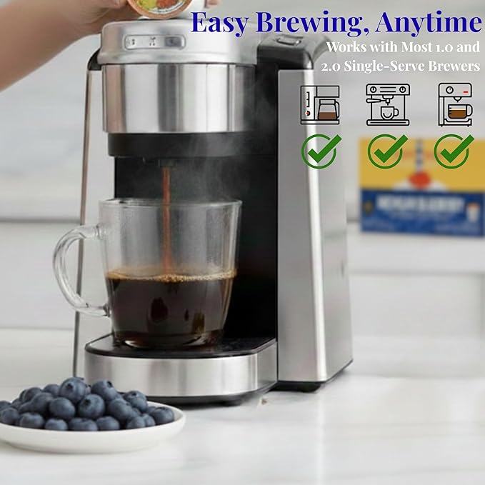 Sleepy Bear Coffee Pods Medium Roast Arabica Rich Flavor Michigan-Made Smooth &amp Sweet No Sugar Added 30ct Pods Compatible with Single-Serve Brewers (Michigan Blueberry Coffee)