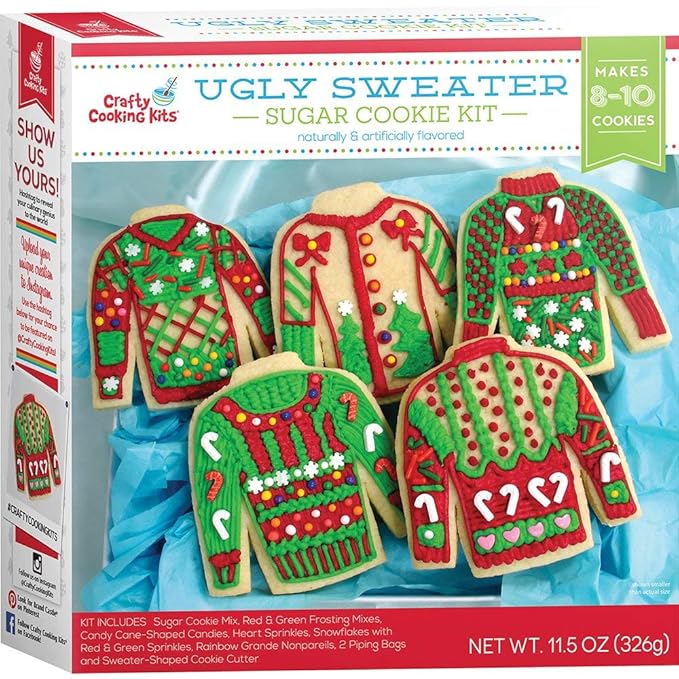 Crafty Cookie Kits - Cookie Mix With Cookie Cutters - In The Mix Ugly Sweater Cookie Kit 11.5 Ounce And Gingerbread Cookie Kit Ninja 9.5 Ounce (1 Ugly Sweater and 1 Ninjabread)
