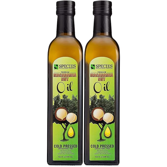 Species Nutrition Macadamia Nut Oil Healthy Cooking Oil for Stir Fry Sweet Buttery Great Tasting Omega 9 Monounsaturated Fats Balanced Omega 3 &amp 6 Fats. (32 Servings 2 Pack)