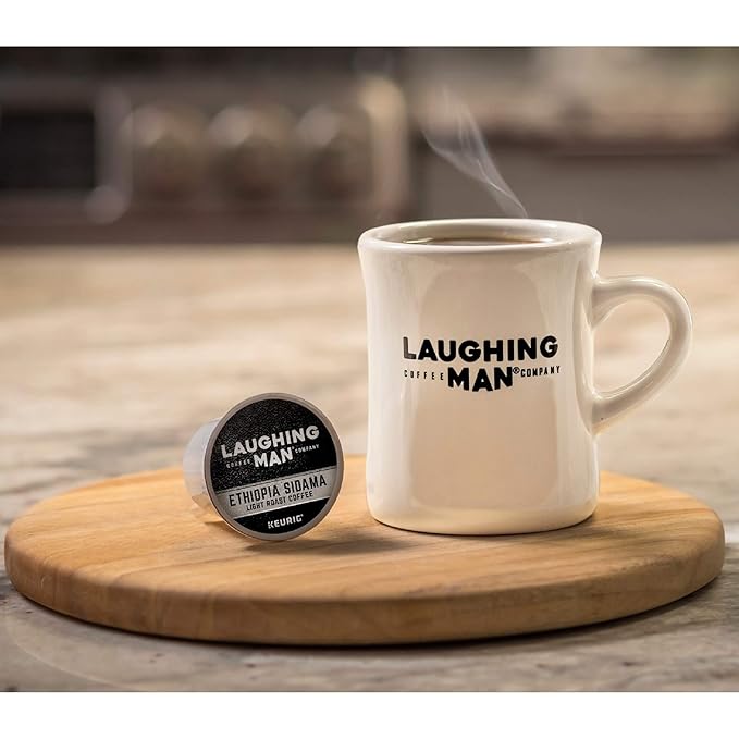 Laughing Man Ethiopia Sidama Keurig Single-Serve K Cup Pods Fair Trade Light Roast Coffee 88Count Ethiopia Sidama 22 Count (Pack of 4)