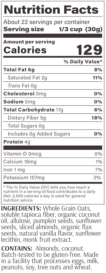 MyCerealMix Sugar Free Granola Vanilla Almond 4-Pack Family Size 96oz – Keto Diabetic Breakfast Cereal Bulk Plant Based High Fiber Gluten Free No Erythritol Healthy Snack Value Meal Prep