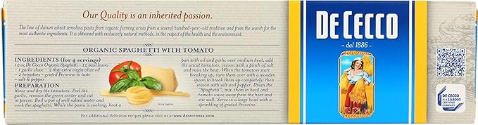 De Cecco Organic Spaghetti Pasta 12 Ounces (Pack Of 12)