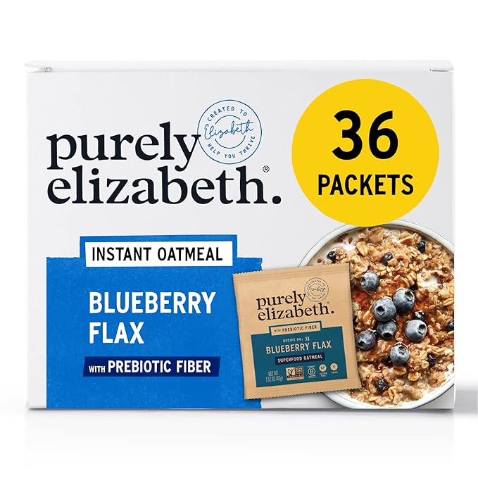 Purely Elizabeth Classic Cinnamon Superfood Oatmeal with Prebiotic Fiber Gluten Free &amp Non-GMO 9.12 Oz (Pack of 6) (6 Pack Blueberry Flax)