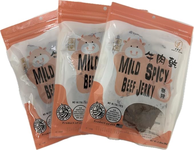 Old Cottage Beef Jerky - Authentic Taiwanese Recipe -Taiwanese Snacks - Dried Jerky Protein Snack | Beef Jerky Asian Snacks 2.82oz Pack of 3 Made in The USA (Pack of 3 Mild Spicy)