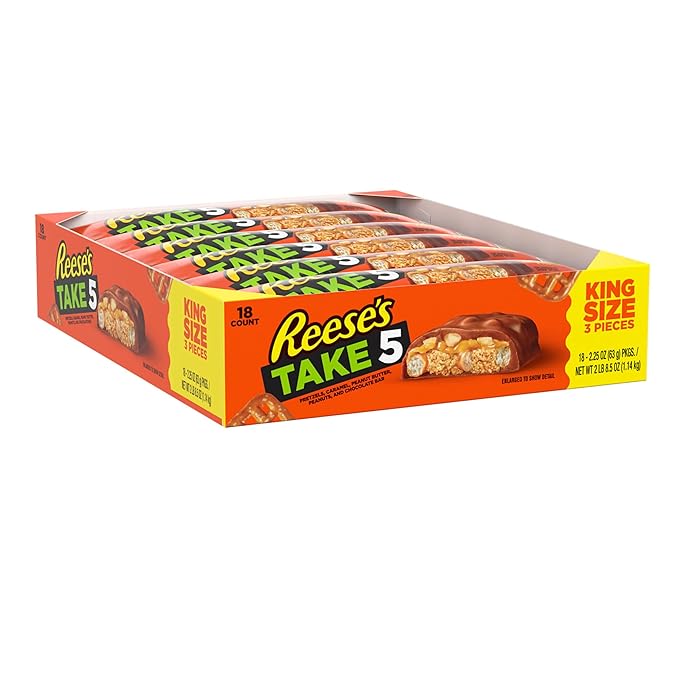 REESE'S TAKE 5 Pretzel Peanut and Chocolate King Size Candy Bars 2.25 oz (18 Count)