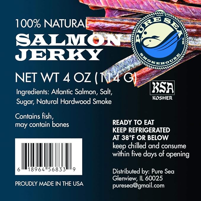 Wild Salmon Jerky | Kosher | PureSea | 4 oz | Pack of 3