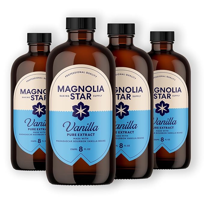 Magnolia-Star Pure Vanilla Extract 32 oz. Made from Hand-Selected Madagascar Bourbon Vanilla Beans Gluten Free Baking Vanilla (8 oz. Bottles 4 Ct)