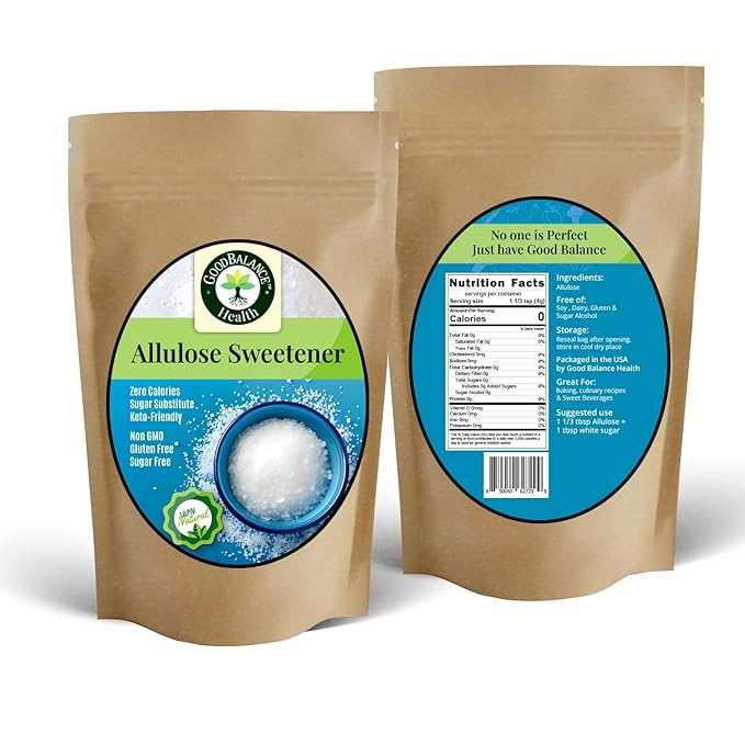 Good Balance Health – Premium 100% Pure Allulose Natural Sweetener | Zero Calories • Low-Glycemic • 1:1 Sugar Substitute for Baking Coffee &amp Keto • 2lb Resealable Bag