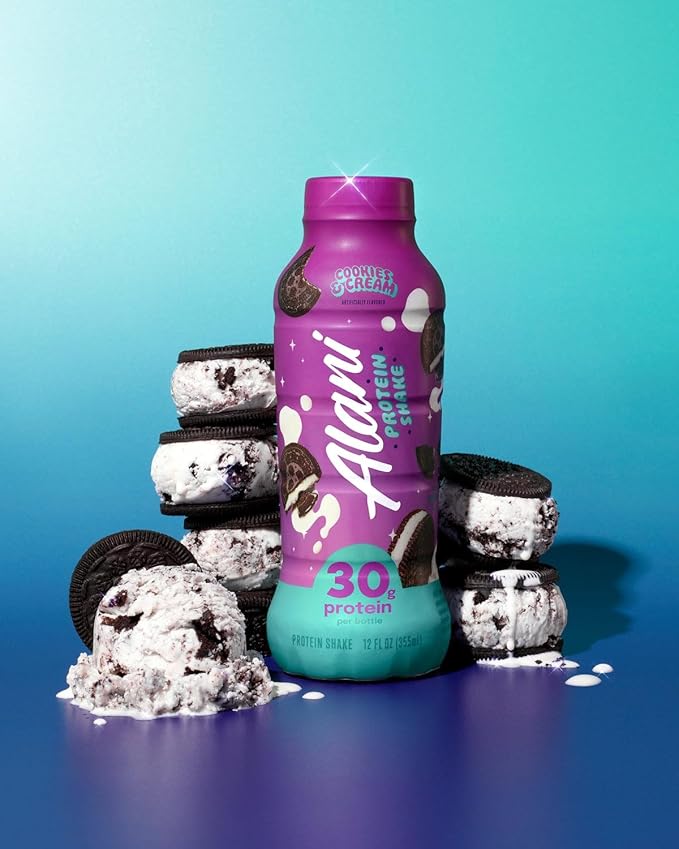 NEW Alani High Protein Shake Cookies and Cream - Ready to Drink160 Calories 30g Protein12 Fl Oz (6 Pack) REPACKAGED BY *Trendy Stuff Online*