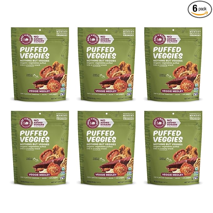 Made In Nature Organic Puffed Veg Medley 1 Ounce (Pack of 6) – Veggie Variety Pack Vegan Snack Non-GMO Gluten Free Kosher