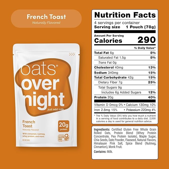 Oats Overnight High Protein Oatmeal Shake Variety Pack 8 pk.
