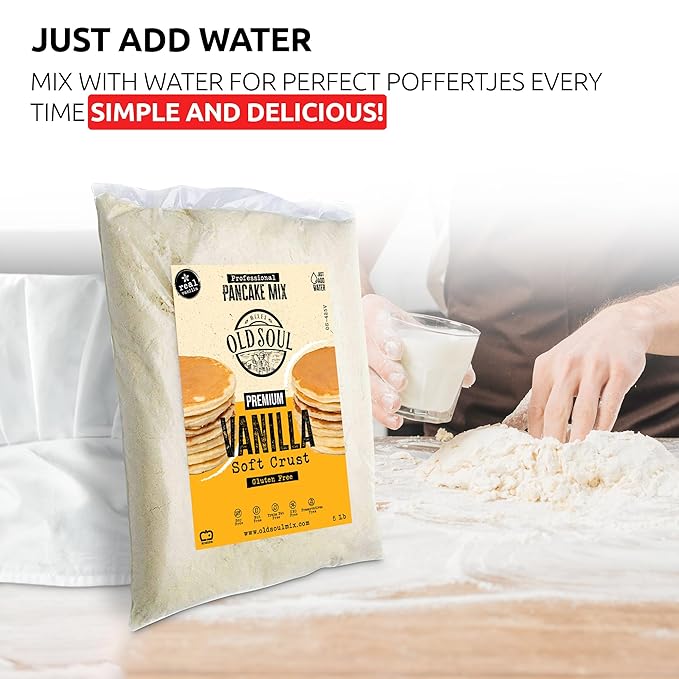 OldSoul Poffertjes Batter Mix | GLUTEN FREE | Dough Mix | Vanilla Flavor | 5 Lbs | 700 Mini Dutch Pancakes (5 Lbs Gluten Free)