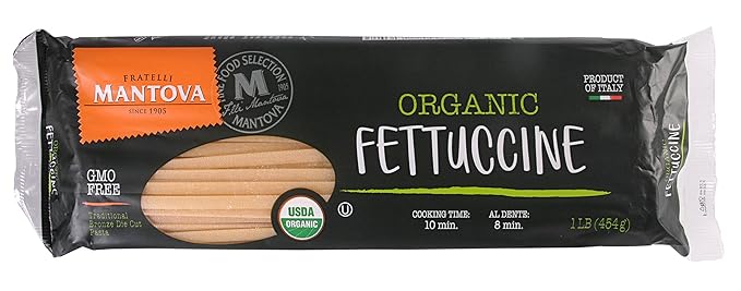 Mantova Italian Organic Fettucini Pasta - 100% Durum Semolina Organic Fettucine - 16 Oz (Pack Of 6) - Product Of Italy