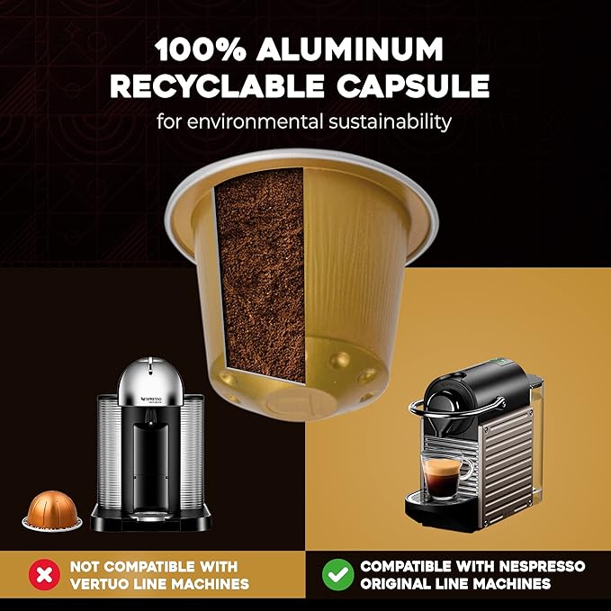ESPRESSORO 100 USDA Organic Espresso Pods - INTENSO Aluminum Capsule Compatible with Nespresso Original Lines Machines. Intensity 9 - Premium Italian Coffee Pods.