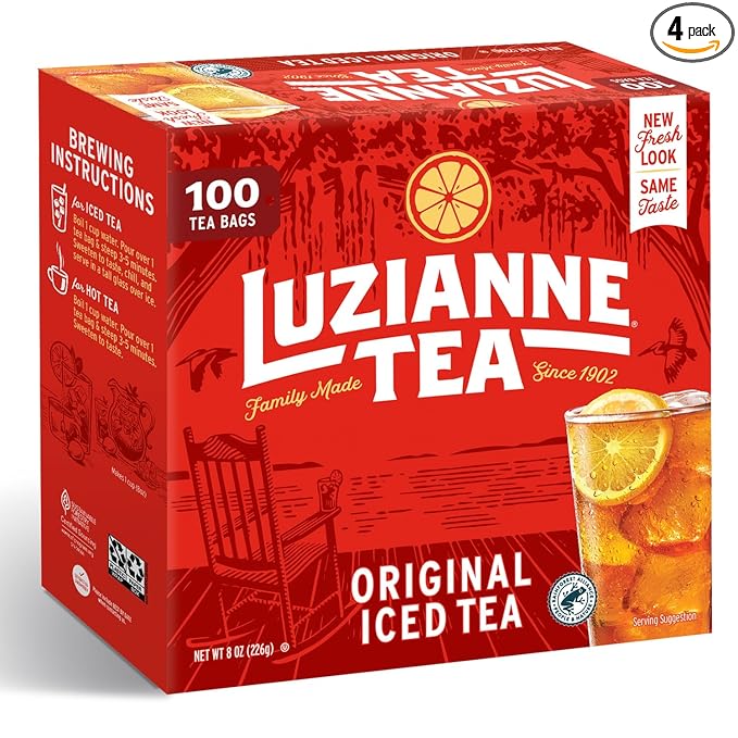 Luzianne Iced Tea Bags Unsweetened 400 Tea Bags (4 Boxes of 100 Count Pack) Specially Blended for Iced Tea Clear &amp Refreshing Home Brewed Summer Picnic Beverage