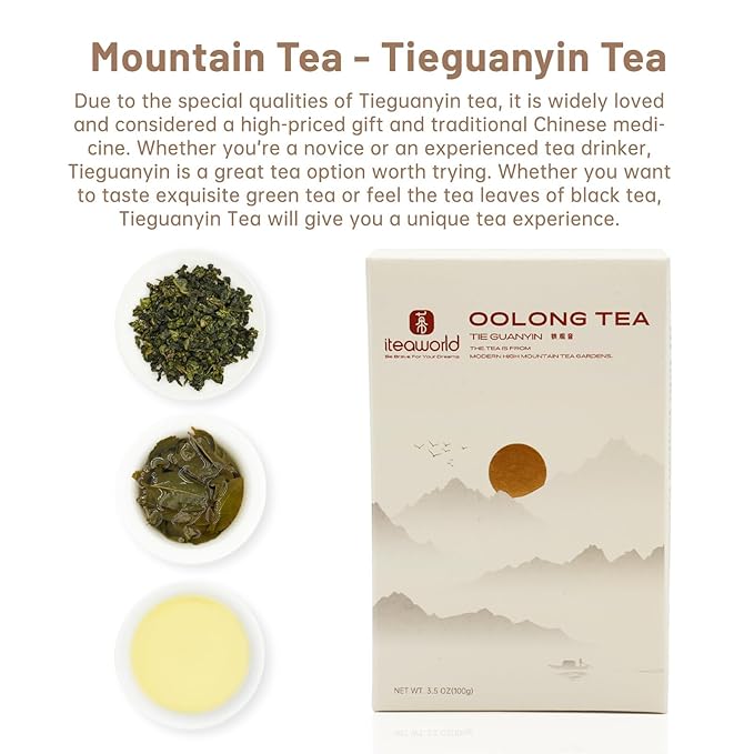 iteaworld Oolong TeaBlack Tea and Green Tea Samplers (3.5 Ounce(Pack of 1) TieGuanYin A)