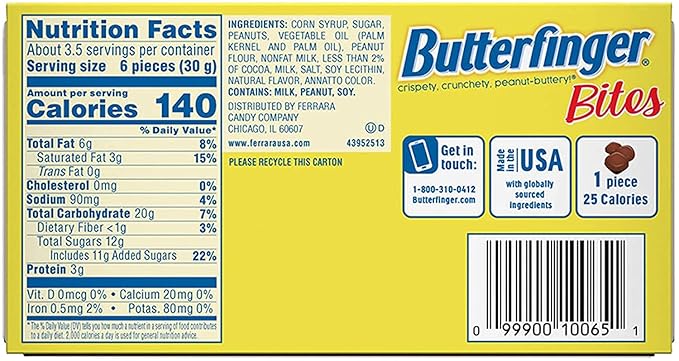 Butterfinger Bite-Sized Peanut-Buttery Chocolate-y Candy Bars 3.5 oz Movie Theater Box (Pack of 9)