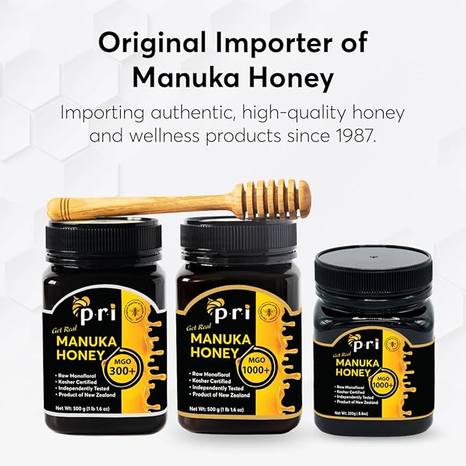 P.R.I Manuka Honey MGO 1000+ Ultra‑Potent Monofloral New Zealand Honey Rare Limited‑Harvest Cool‑Processed &amp QR‑Traceable (500g/1.1lb)