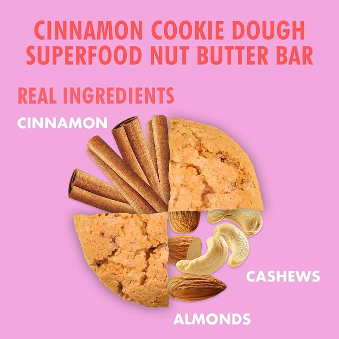 B.T.R. Nation Superfood Keto Protein Bars Plant Based Vegan Protein - Cinnamon Cookie Dough ENERGY | 12 Pack| Low Carb Low Calorie Gluten Free No Sugar Alcohols Boosted with Superfoods