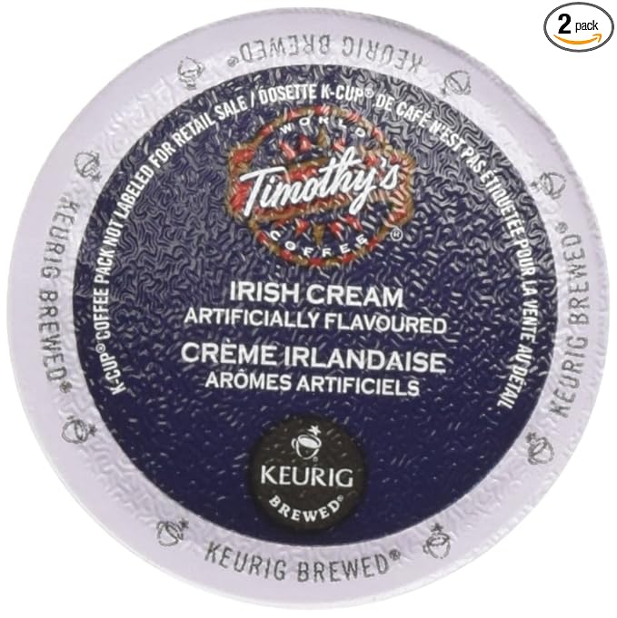 Timothy's Irish Cream Single Serve Keurig Certified Recyclable K-Cup pods for Keurig brewers 24 Count (pack of 2)