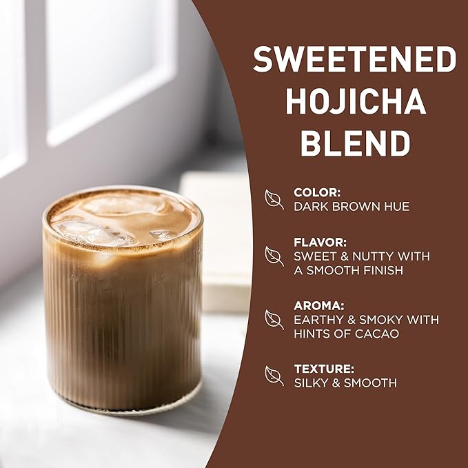 Aiya Sweetened Hojicha Matcha Blend - Nutty Roasted Green Tea Powder with Cane Sugar - Perfect for Lattes &amp Smoothies | 1kg Bag (2.2 lbs)
