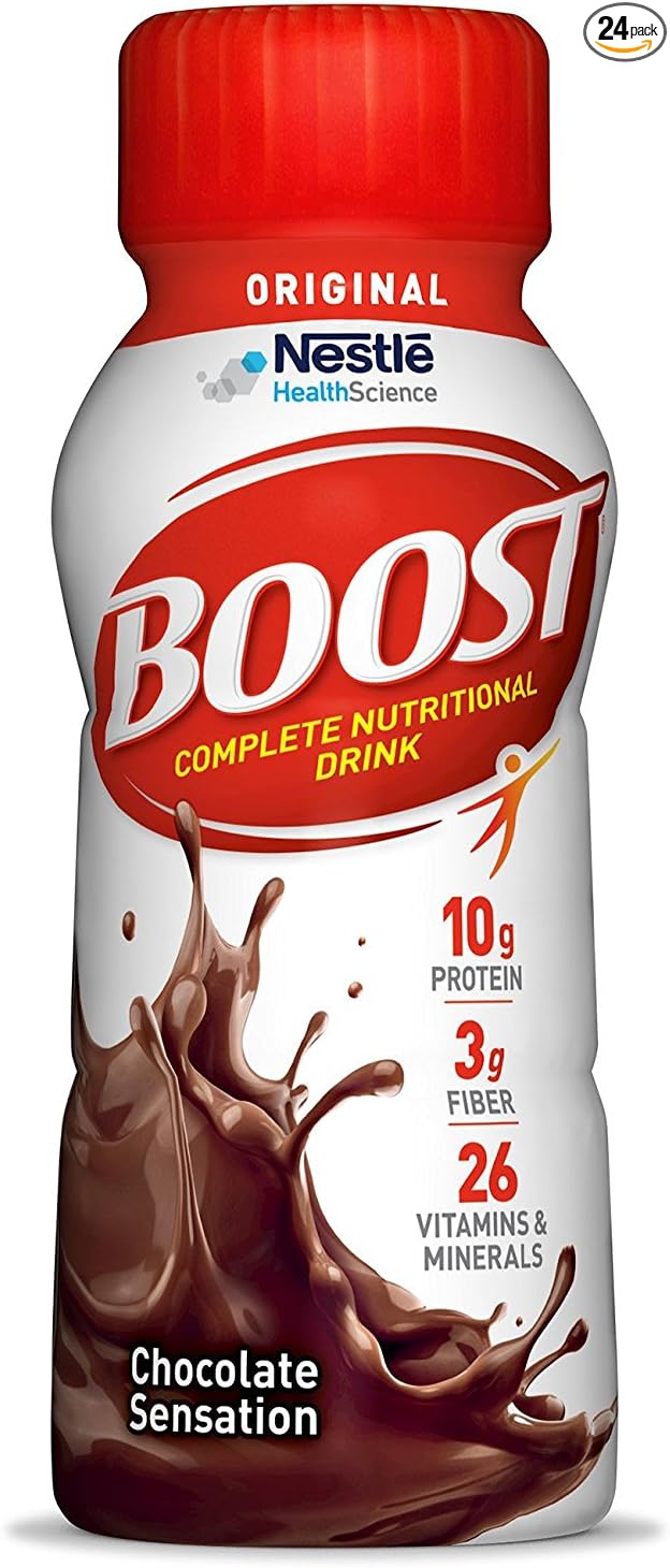 BOOST Original Ready to Drink Nutritional Drinks Rich Chocolate 8 Fl Oz Bottles (Pack of 24)