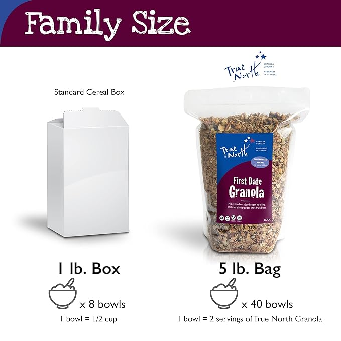 True North Granola – First Date Granola Maple Pecan Rich in Protein Low Sugar Gluten Free Vegan Non-GMO Bulk Bag 5 lb.