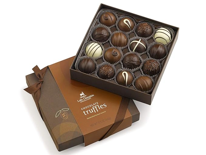 Lake Champlain Assorted Milk &amp Dark Chocolate Truffles Gift Box 16 Pieces 12.8 Ounces