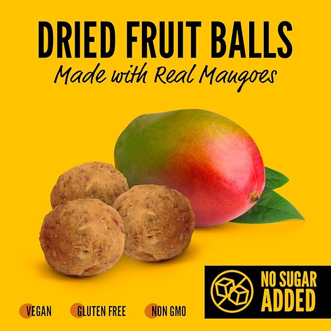 Oneg Dried Mango Balls 1.76oz Bag 12 Pack of Healthy Snacks Bulk Perfect Healthy Chips for Parties or Travel Ideal Kids Healthy Snacks for School Lunches After Playtime or Any Special Occasion