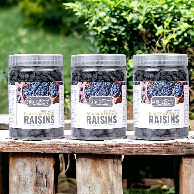 Natural Afghan Black Dried Fresh Raisins Seeded Premium Quality ready to eat Black seeded Raisin (Pack Of 1 (250 Gram))