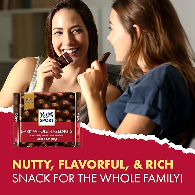 Ritter Sport 100g - Pack of 5 - (Dark Whole Hazelnuts)