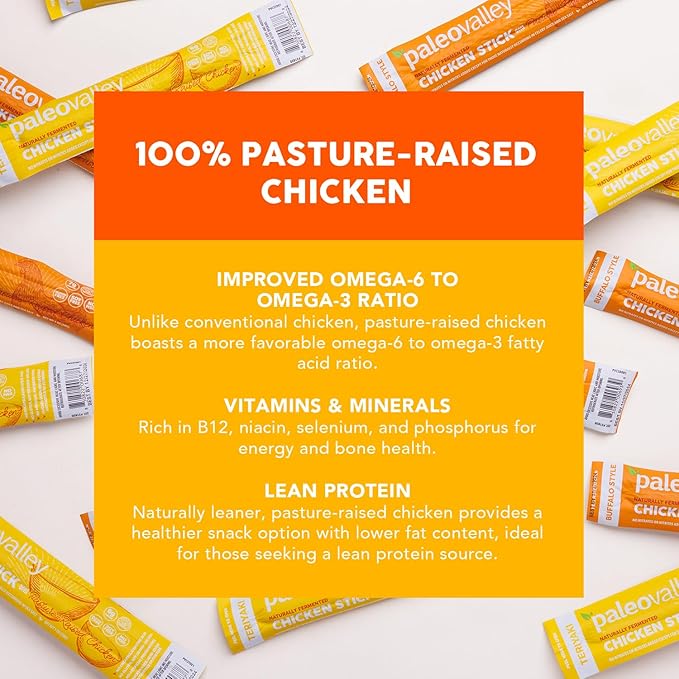 Paleovalley Pasture-Raised Chicken Sticks – 10 Pack – 7g Protein per Stick – Keto-Friendly Paleo Gluten-Free Nitrate-Free – On-the-Go Snack (10 Pack Teriyaki)
