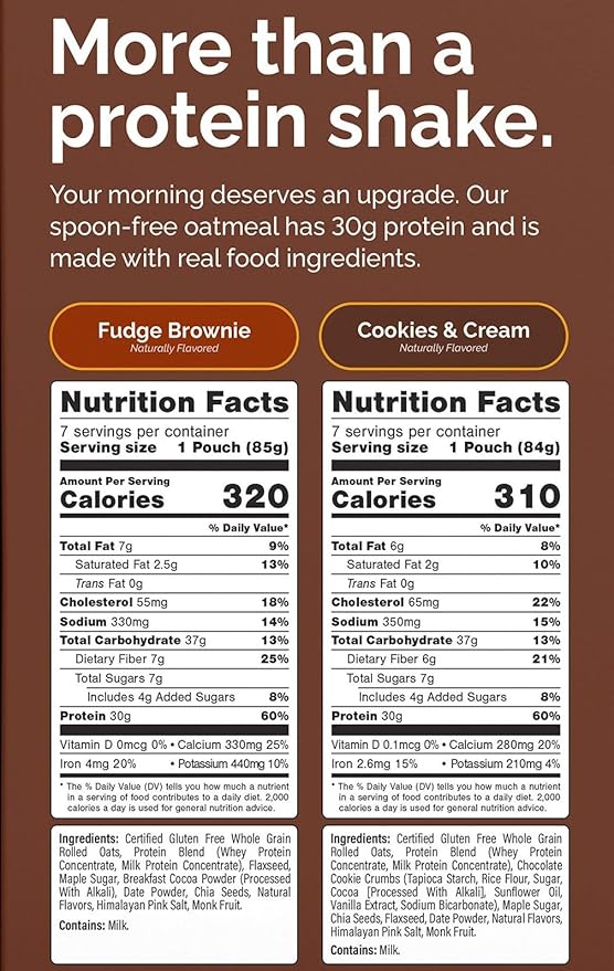 Oats Overnight High Protein Oatmeal 14 Pack Shaker Bottle - Fudge Brownie + Cookies &amp Cream