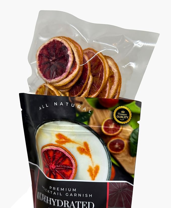 Dried Blood-Orange Slices | 30± Slices | Preserved Peel - Premium DRIED FRUITS for Cocktail Garnishes for Bars &amp restaurants. Cocktail accessories - fruit garnish.