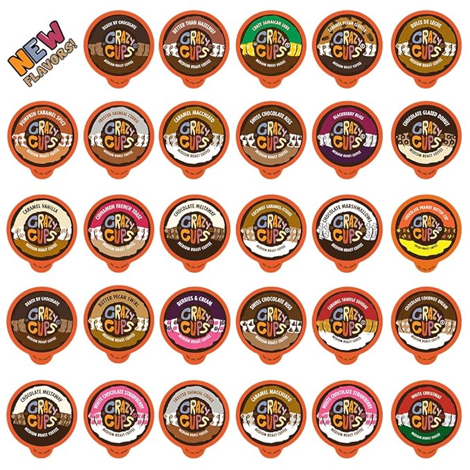 Crazy Cups Flavor Variety Pack Single Serve Coffee Pods - 30 Count &amp Chocolate Lovers Pods 24 Pack