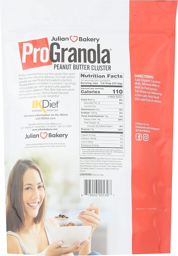 Julian Bakery Peanut Butter Cluster ProGranola Low Carbs Gluten Free 1.16 LB (Pack Of 12)