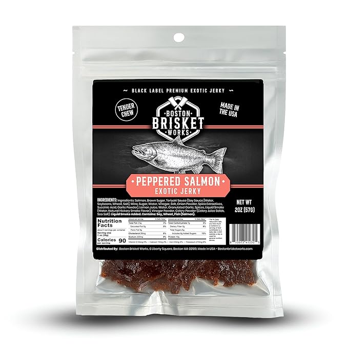 SALMON JERKY - Premium Wild Caught Fish - Healthy Seafood Snack - Fisherman Gift for Dad Grandpa - Gourmet Outdoor Food