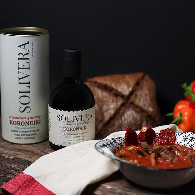 Solivera Koroneiki Extra Virgin Olive Oil Cold Pressed 400+ High Polyphenols Bold &amp Herbaceous Single-Origin Hand Picked Organic Olive Oil Healthy Gourmet Oil – 16.8 fl. oz. (Koroneiki)
