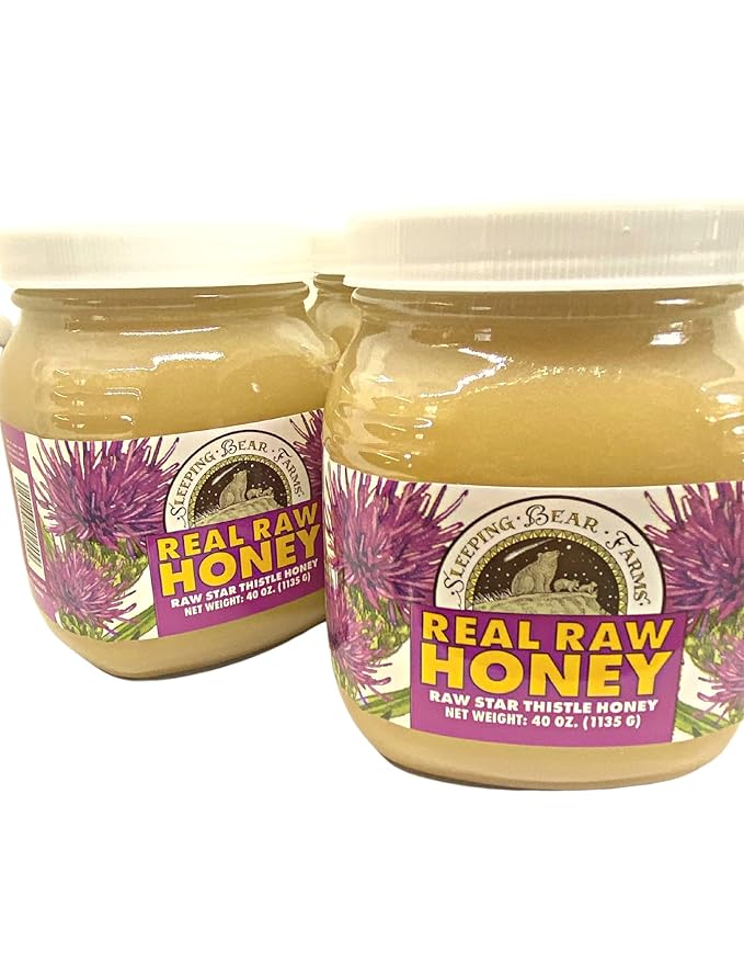 Sleeping Bear Farms 2.5 pound (40oz) REAL Raw Honey Harvested by our Beekeepers From Our Hives Packed in Glass
