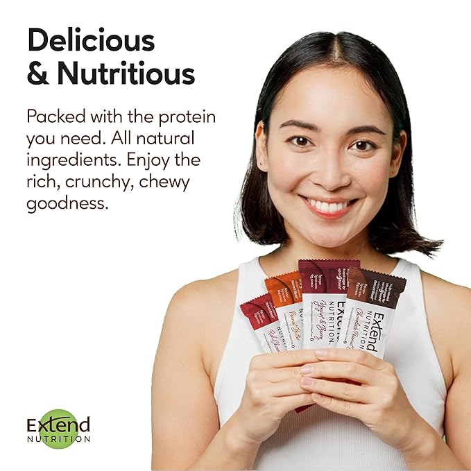 Extend Sugar Free Protein Bars Perfect Diabetic Snacks High Protein and Fiber Hunger Control &amp Steady Energy Low Carb Keto Friendly (12 Count Variety Pack)